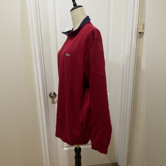 NWT Lacoste Half Zip Lightweight Interlock Sweatshirt size 9 - Picture 3 of 9